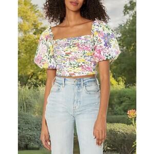 MSRP $180 ASTR the Label Lin Floral Smocked Crop Top Size M | SAME DAY SHIP